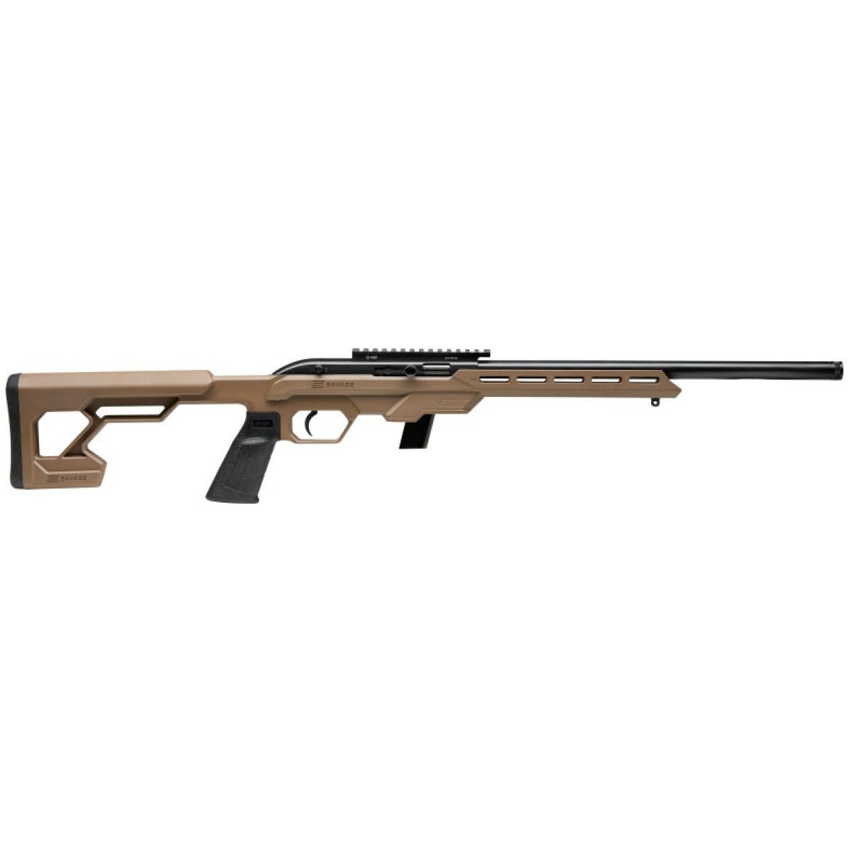 Bv45125-1. Jpg - savage arms 64 precision rifle 22lr 20rd magazine 16. 5" threaded barrel fde with picatinny rail - bv45125 1