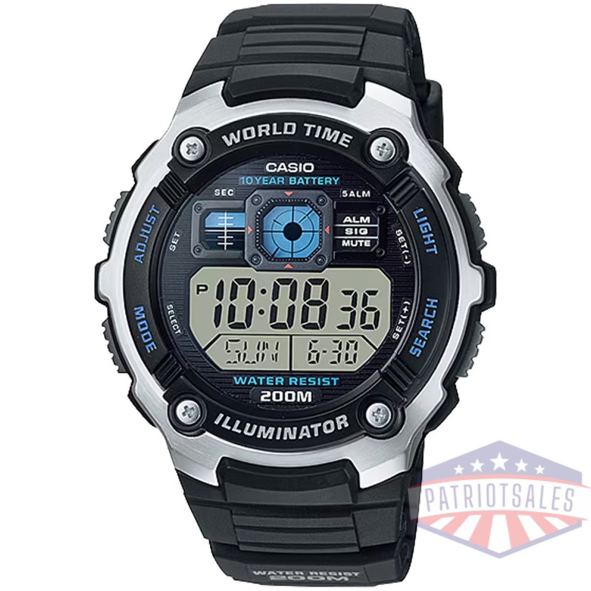 Cso-ae2000w-1av. Png - classic world time digital watch w/ 200 meter water-resistance - cso ae2000w 1av