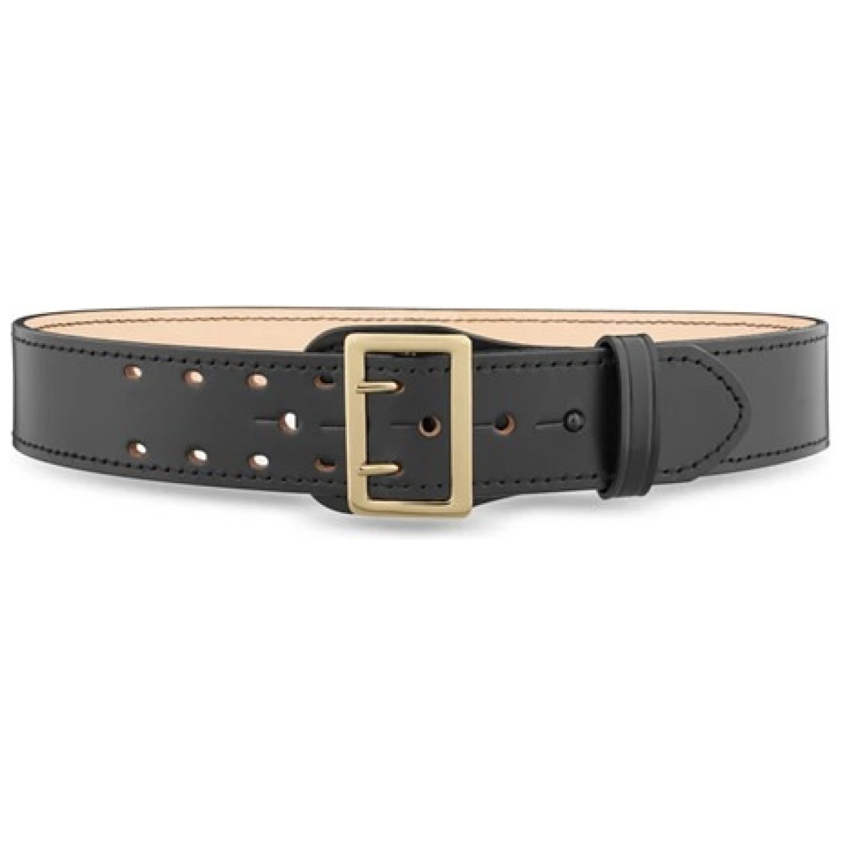 Dty-1011-32-9002. Jpg - 2-1/4"" plain leather sam browne 2-row stitch duty belt with gold buckle - dty 1011 32 9002