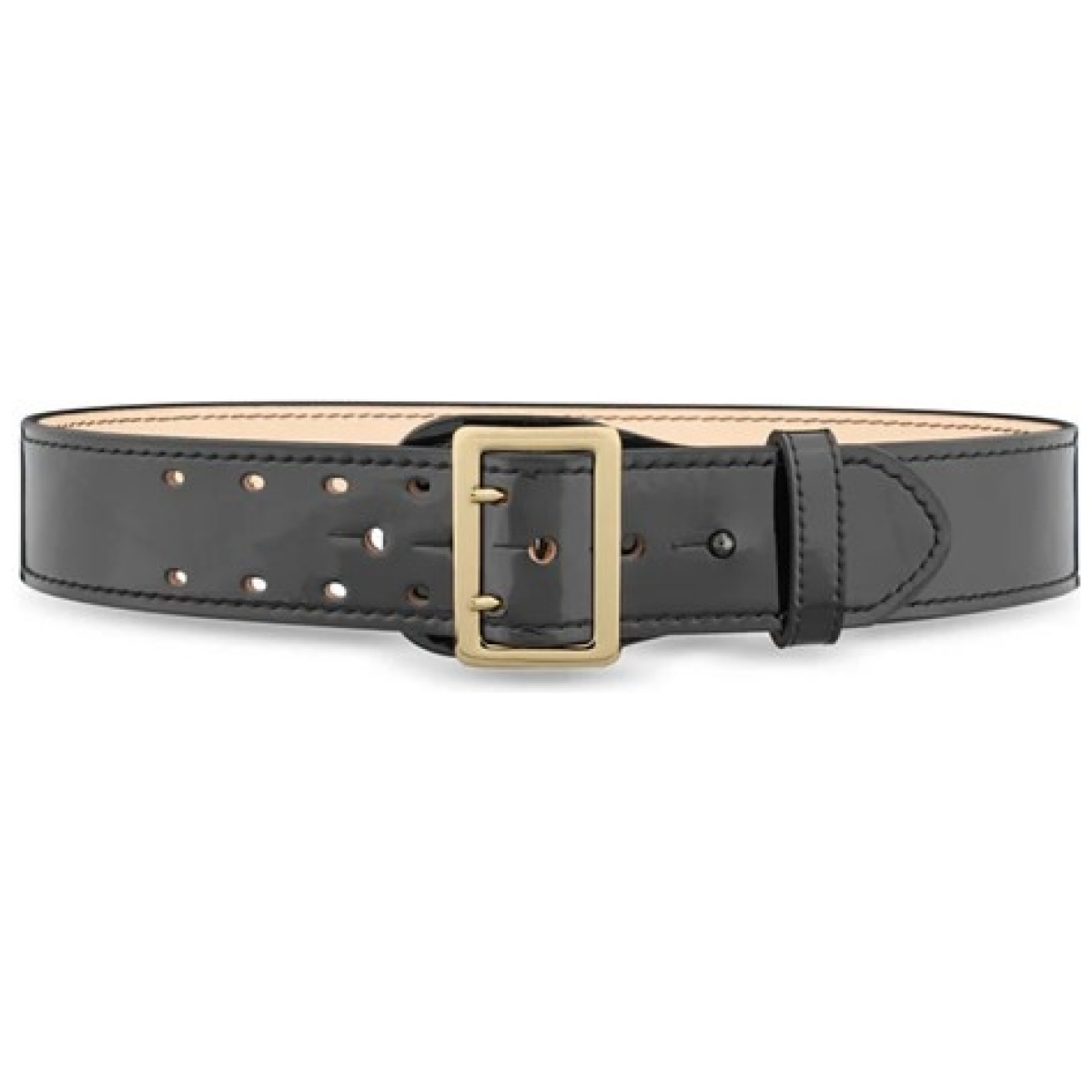 Dty-1031-34-9002. Jpg - 2-1/4"" high-gloss leather sam browne 2-row stitch duty belt with gold buckle - dty 1031 34 9002