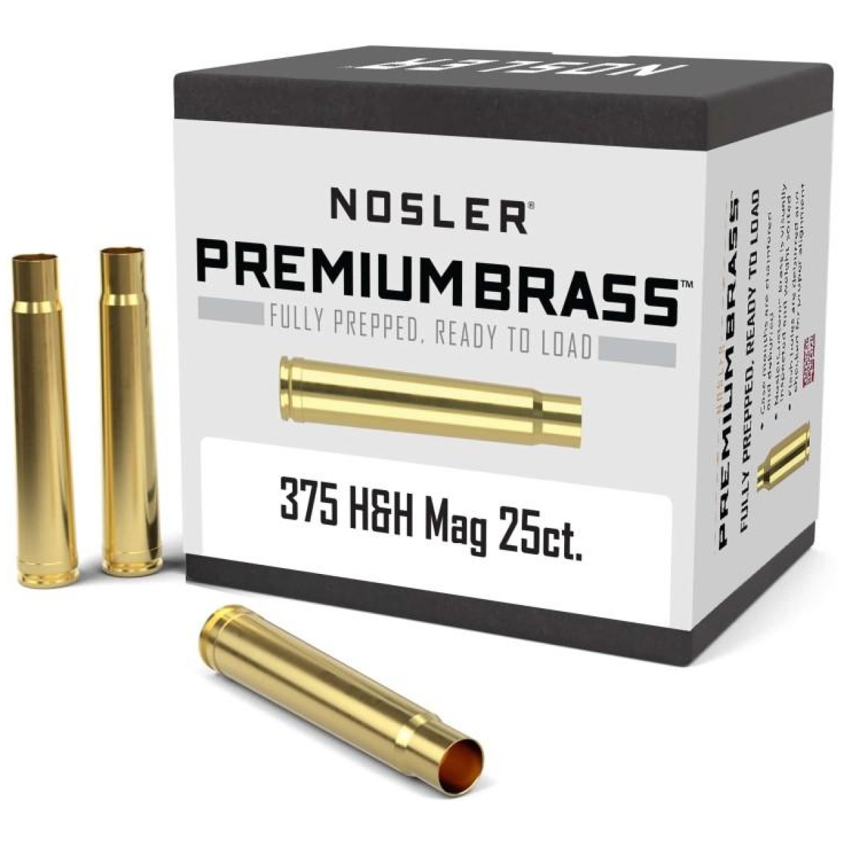 No11930-1. Jpg - nosler unprimed brass rifle cartridge cases. 375 h&h 25/ct - no11930 1