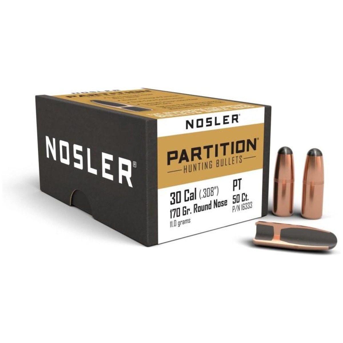 No16333-1. Jpg - nosler partition bullets. 30 cal. 308" 170 gr rn 50/ct - no16333 1