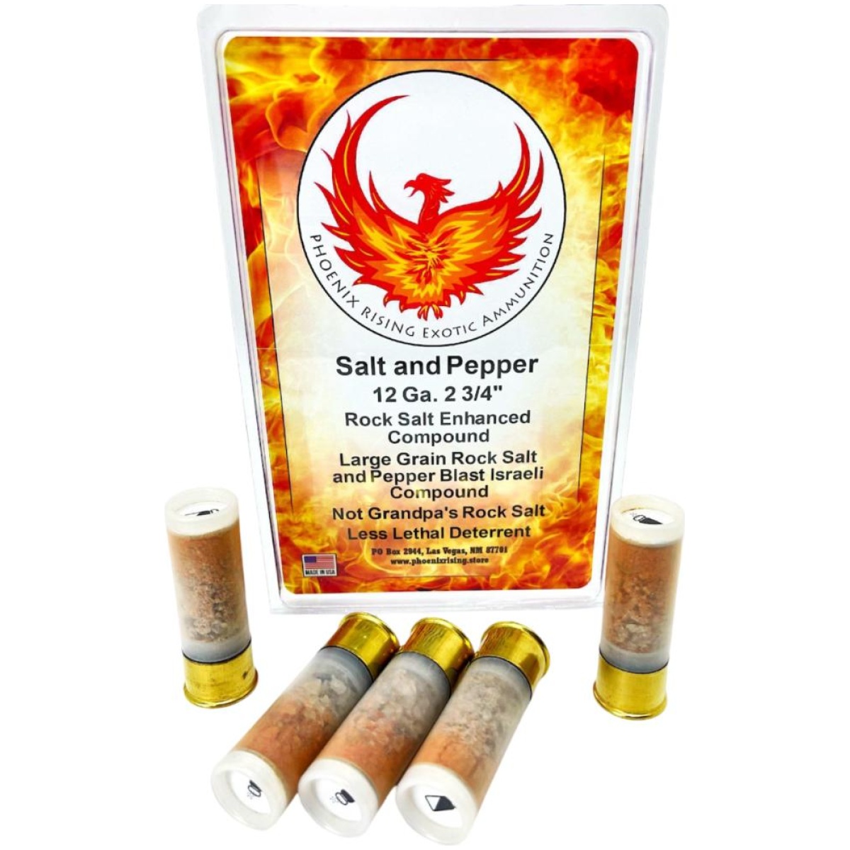 Ppprsaltandpepper. Jpg - phoenix rising salt & pepper shotshells rock salt & pepper blast 12ga 2-3/4" less lethal - ppprsaltandpepper