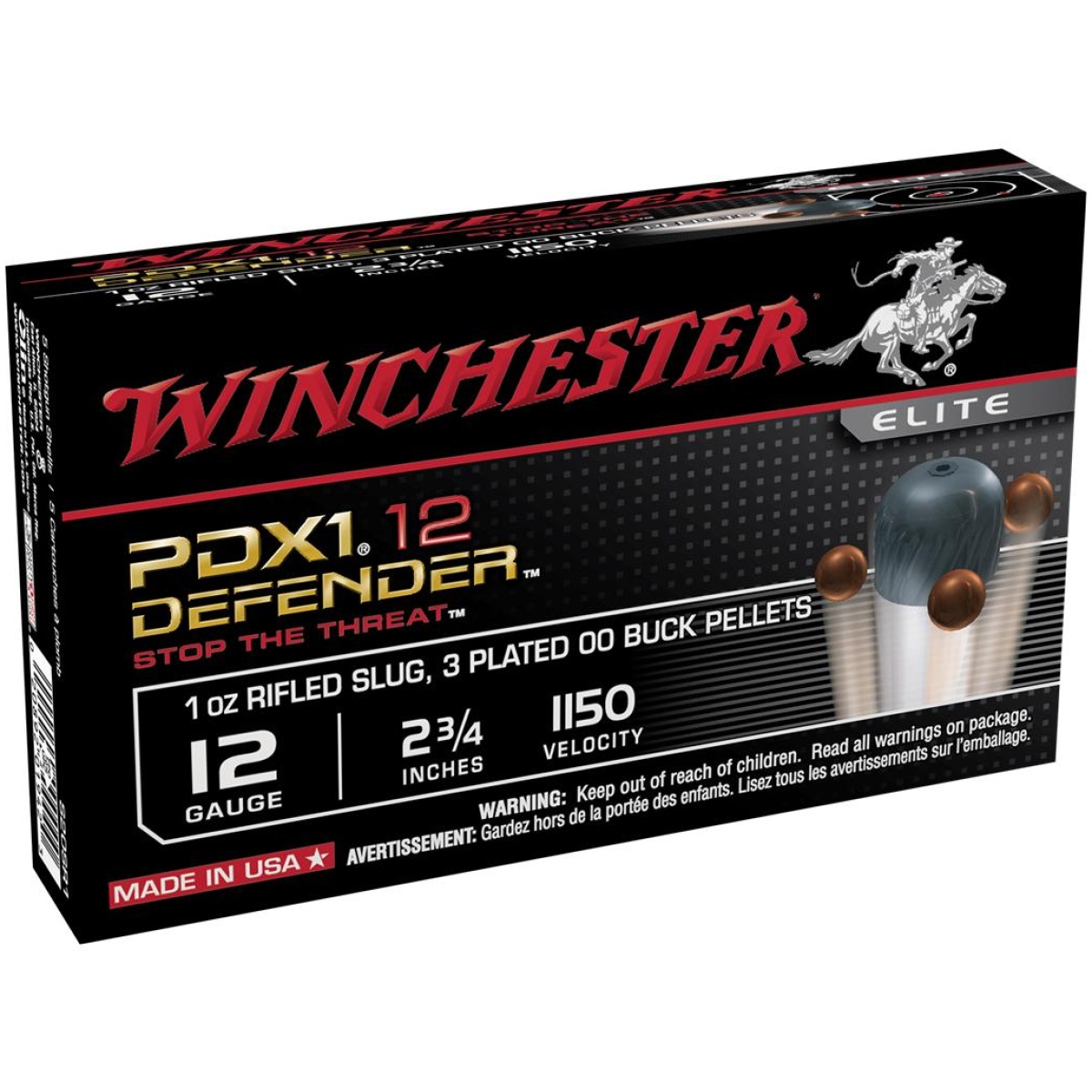 S12pdx1. Jpg - winchester supreme elite pdx1 personal defense shotshells 12 ga 2-3/4" 1 slug 1150 fps #00 10/ct - s12pdx1