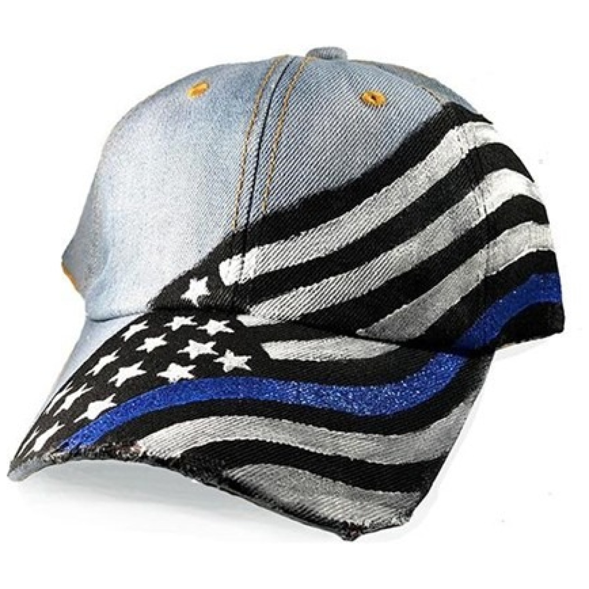 Tbl-rc-tbl-ht. Jpg - women's hand painted hat - thin blue line flag - tbl rc tbl ht