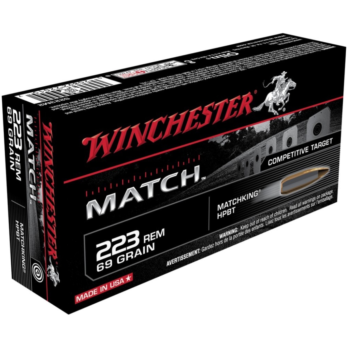 Wns223m2-1. Jpg - winchester match rifle ammunition. 223 rem 69 gr. Bthp 3060 fps 20/ct - wns223m2 1