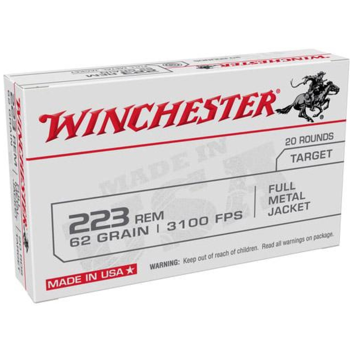 Wnw223fmj62. Jpg - winchester usa lc rifle ammunition. 223 rem 62 gr. Fmj 3100 fps 20/ct - wnw223fmj62