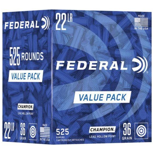 Federal Champion Training Rimfire Ammunition .22 LR 36gr HP 1260 fps 525/ct Value Pack