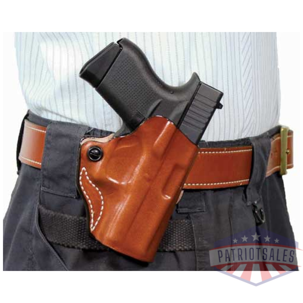 019ta19z0. Jpg - desantis mini scabbard holster - rh owb leather 1911 3-3. 5" tan - 019ta19z0