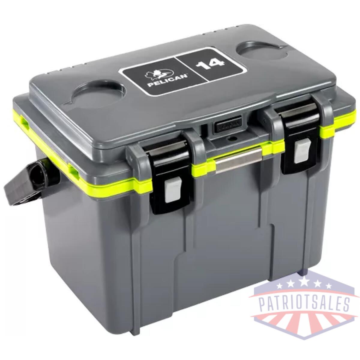 14q1dkgryegrn_1. Webp - pelican coolers im 14 quart - dkgray/green w/dry storage - 14q1dkgryegrn 1