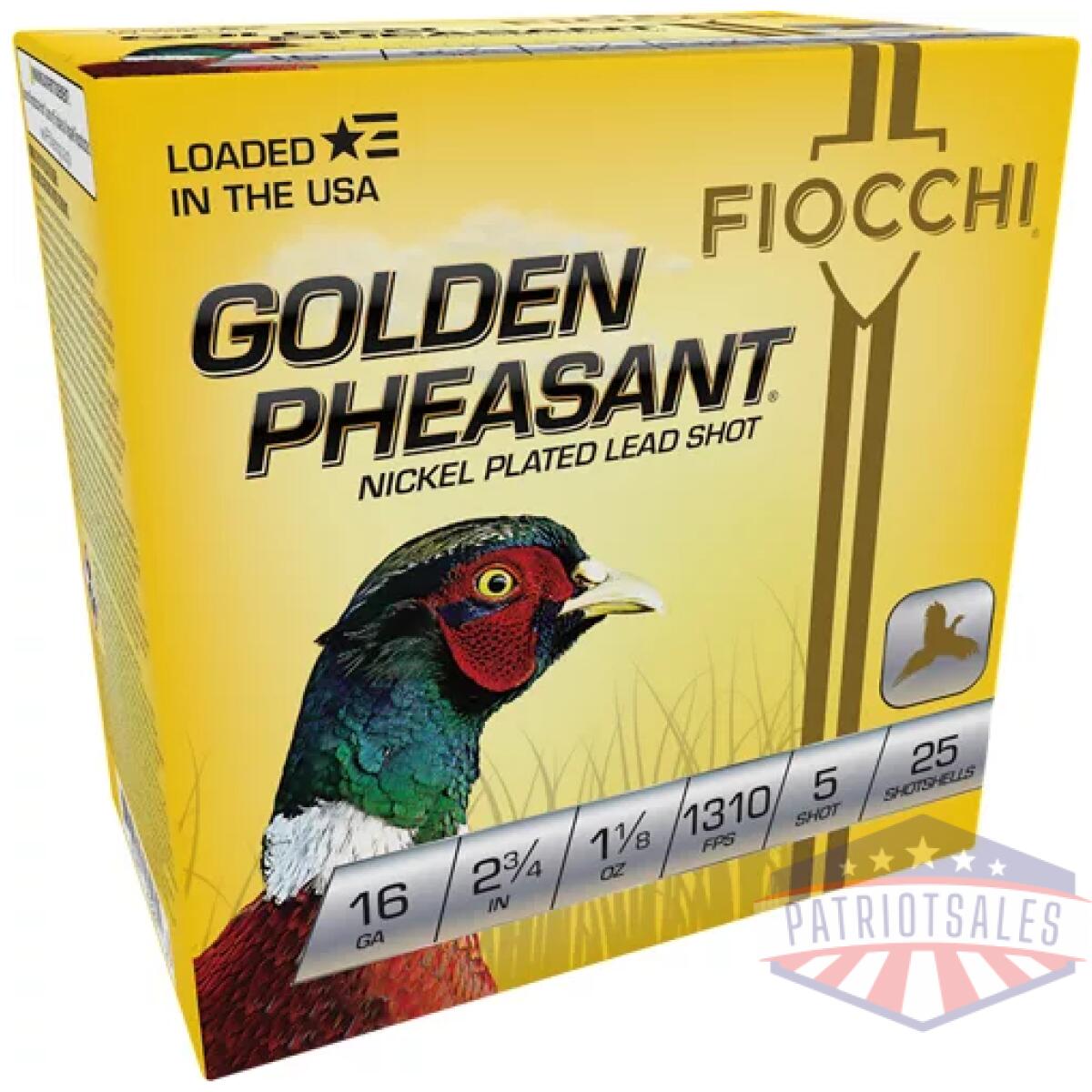 A16gp5. Webp - fiocchi golden pheasant 16ga - 2. 75" 1-1/8 #5 25rd 10bx/cs - a16gp5