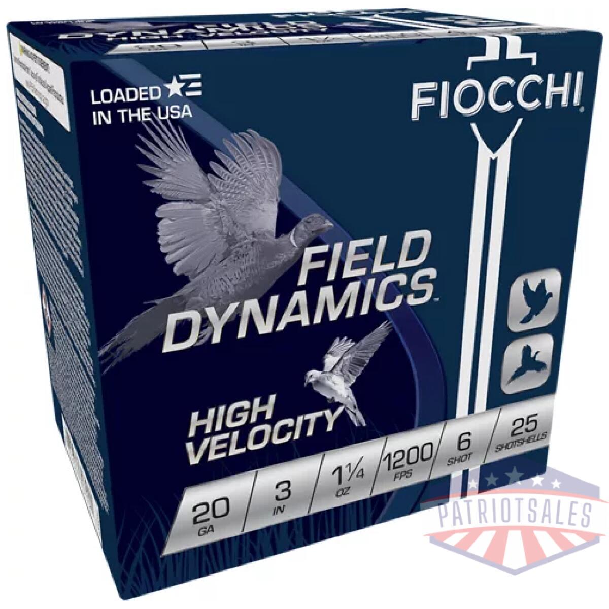 A203hv6. Webp - fiocchi 20ga 3" 1-1/4oz #6 - 1200fps 25rd 10bx/cs - a203hv6