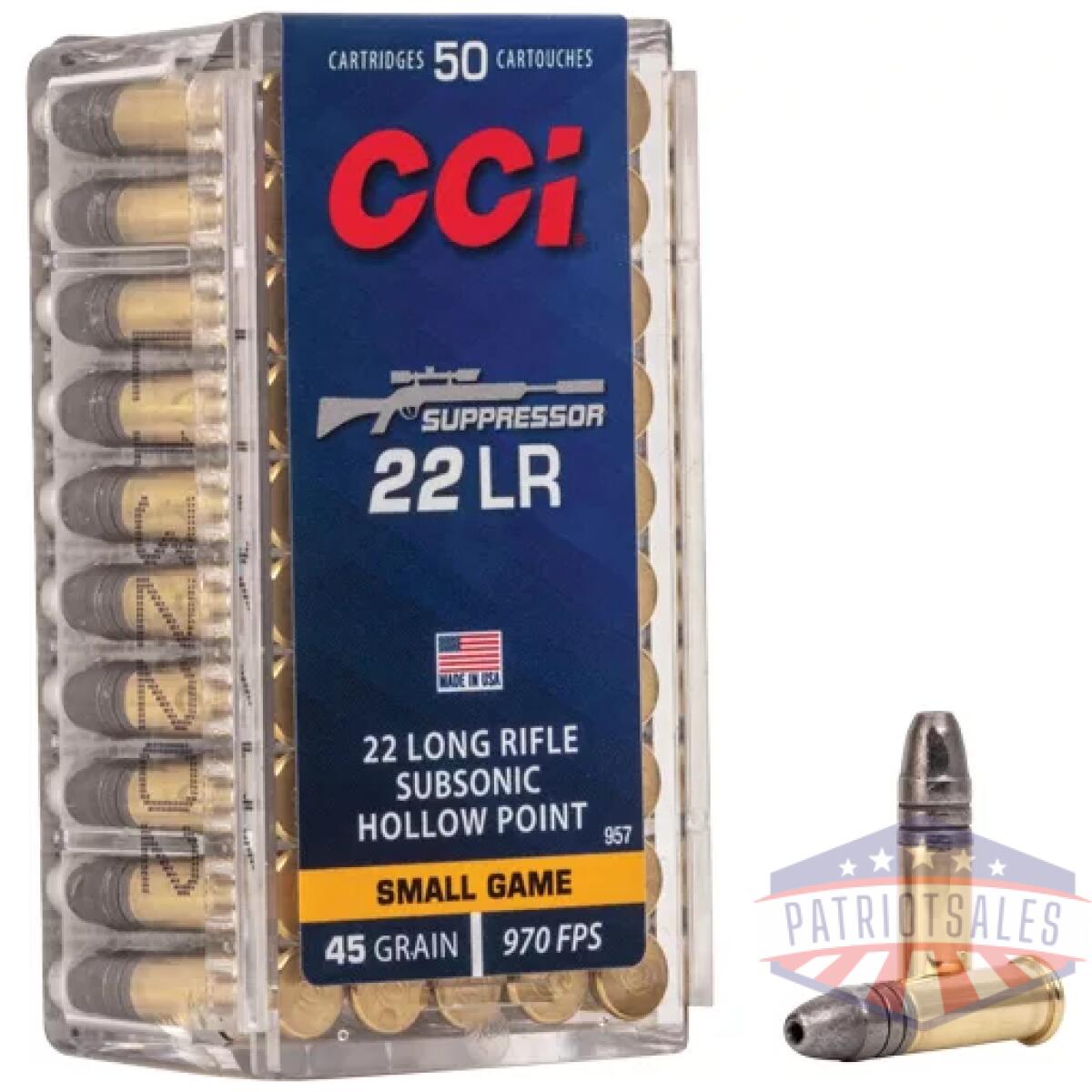 A957_1. Webp - cci suppressor 22lr 45gr hp - 970fps 50rd 100bx/cs - a957 1