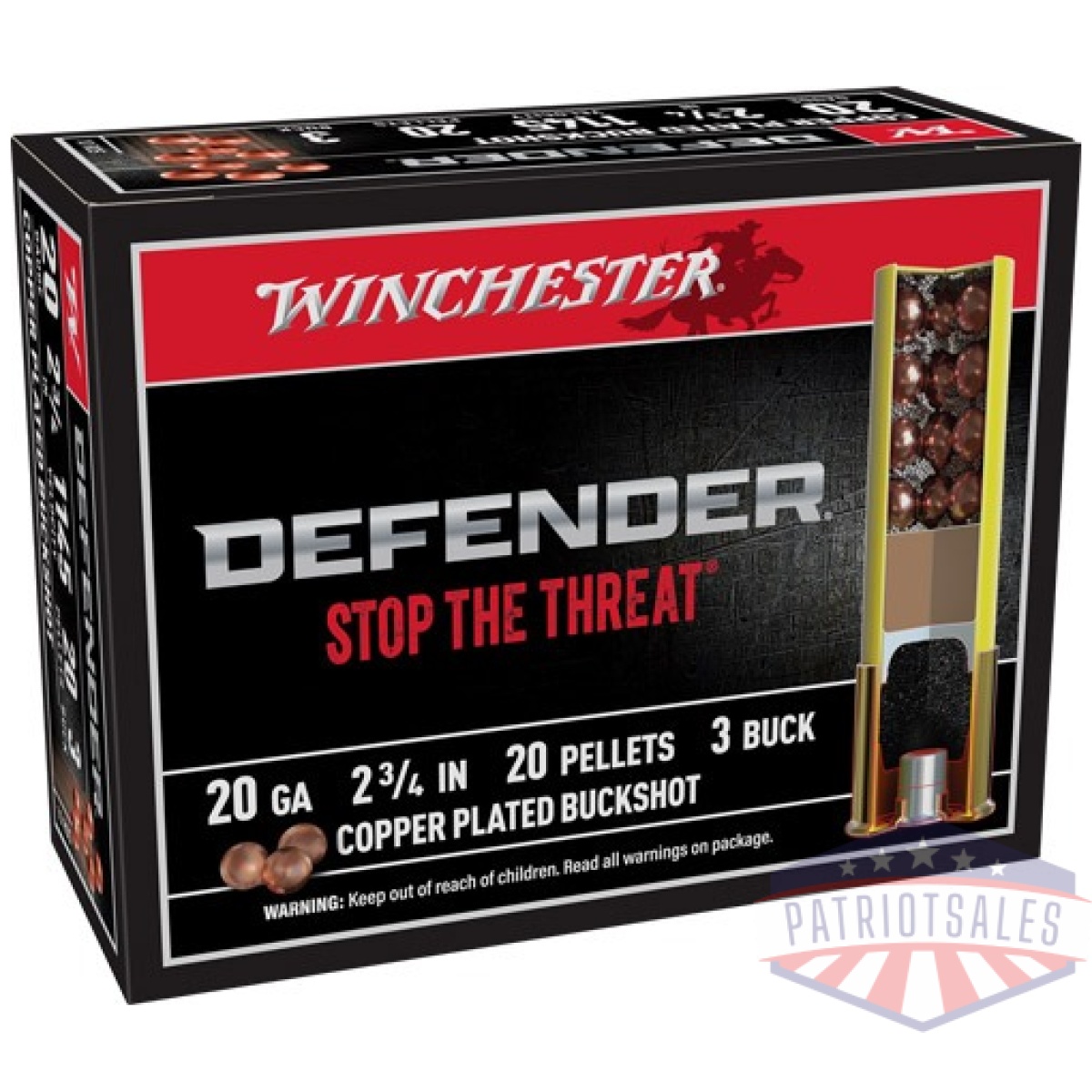 Asb203pd_1. Jpg - winchester defender 20ga 2. 75" - #3 buck 20-pellet 10rd 10bx/cs - asb203pd 1