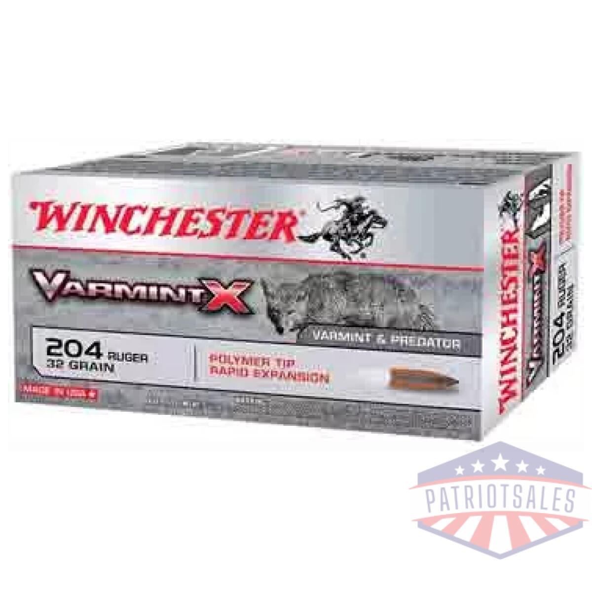 Ax204p. Webp - winchester varmint-x 204 ruger - 32gr polymer tip 20rd 10bx/cs - ax204p