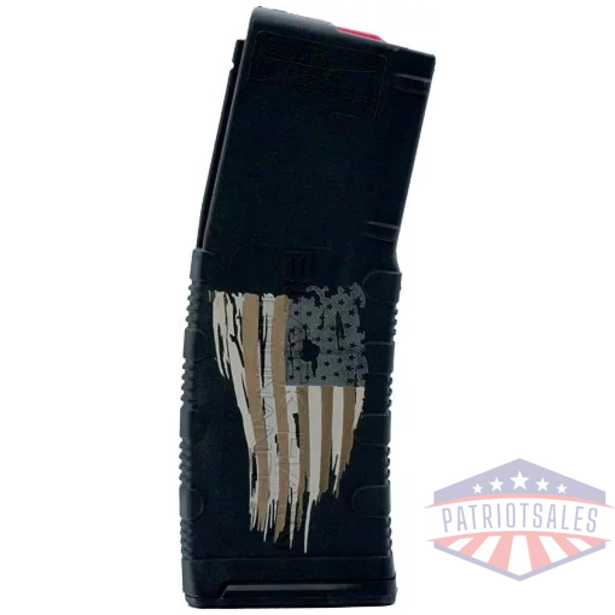 Bromag30tatterd. Webp - black rain magazine ar15 30rd - 5. 56" tattered flag etched - bromag30tatterd