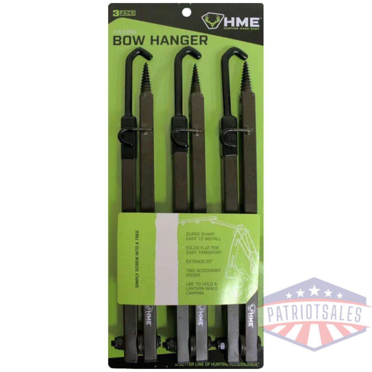 Fbh3. Webp - hme bow hanger 20" folding - w/accessory hooks 3pk - fbh3