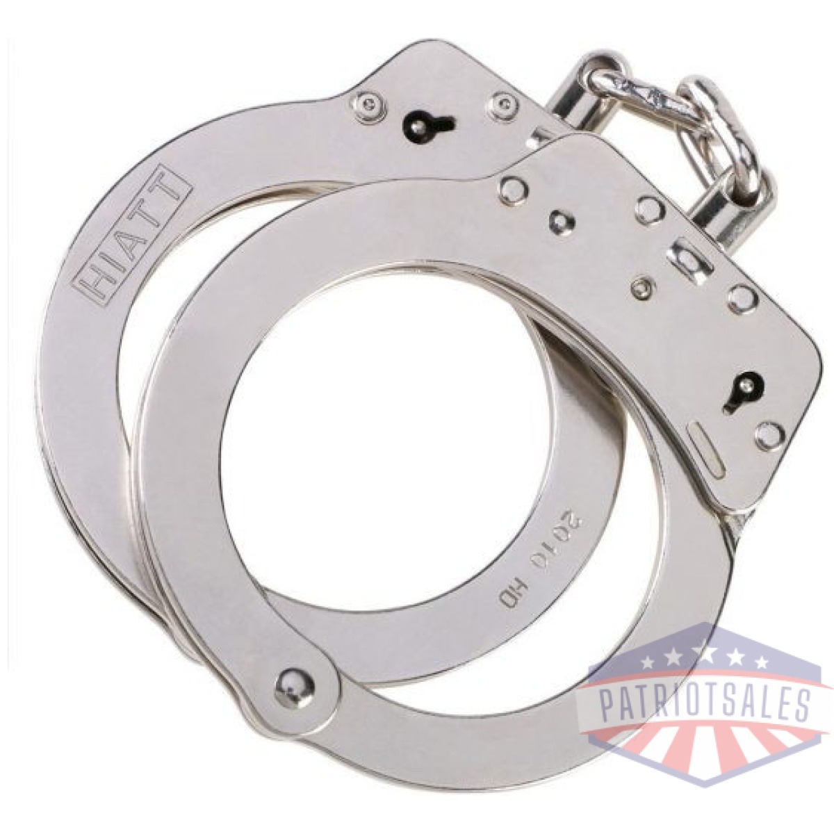 Hh-2010-hd. Jpg - nickel chain handcuffs with double key hole - hh 2010 hd