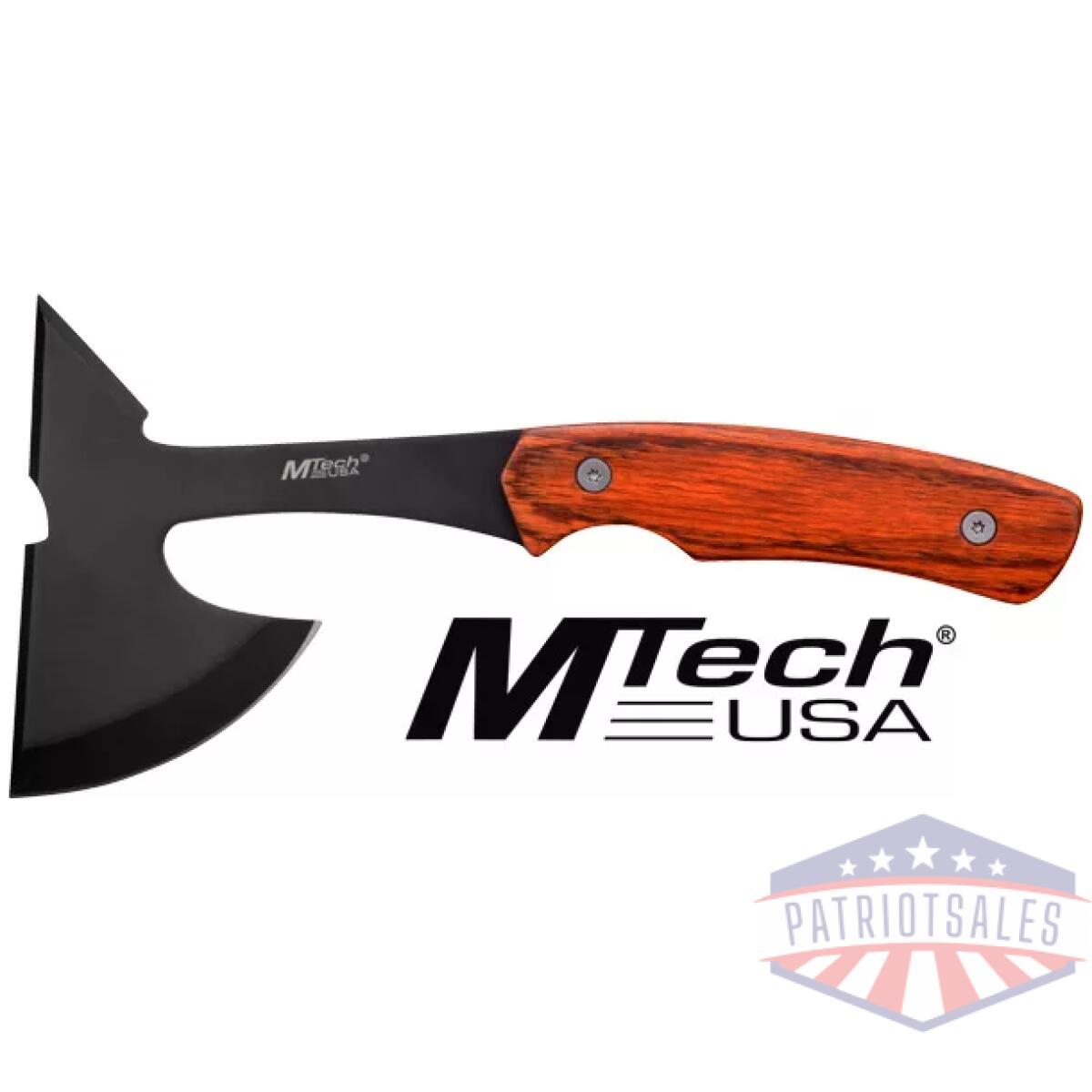 Mt600pk_1. Webp - mc mtech 9" tomahawk w/sheath - 3" black blade pakkawood hndl - mt600pk 1