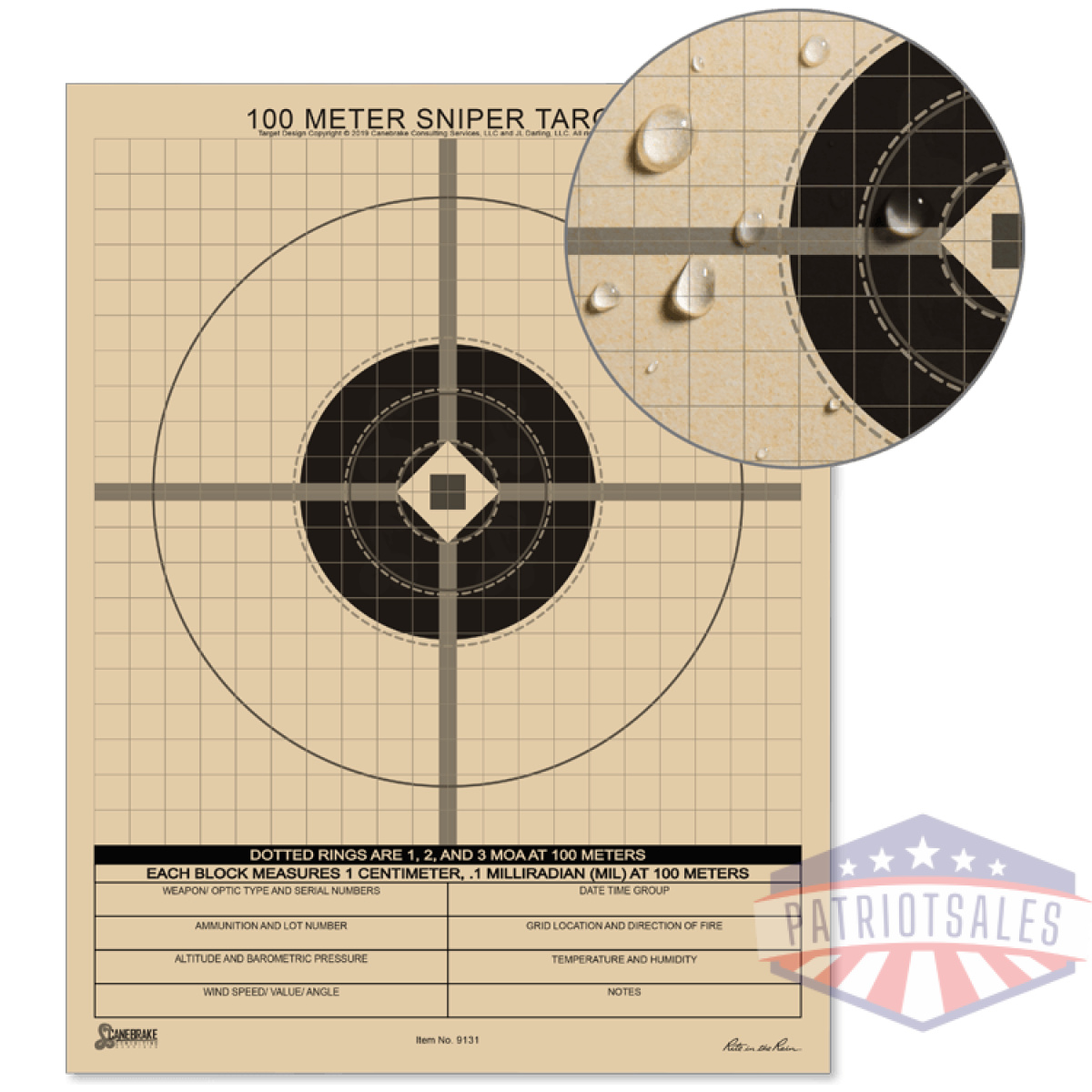 Rir-9131. Png - 100 meter mil sniper target - 100 pack - rir 9131