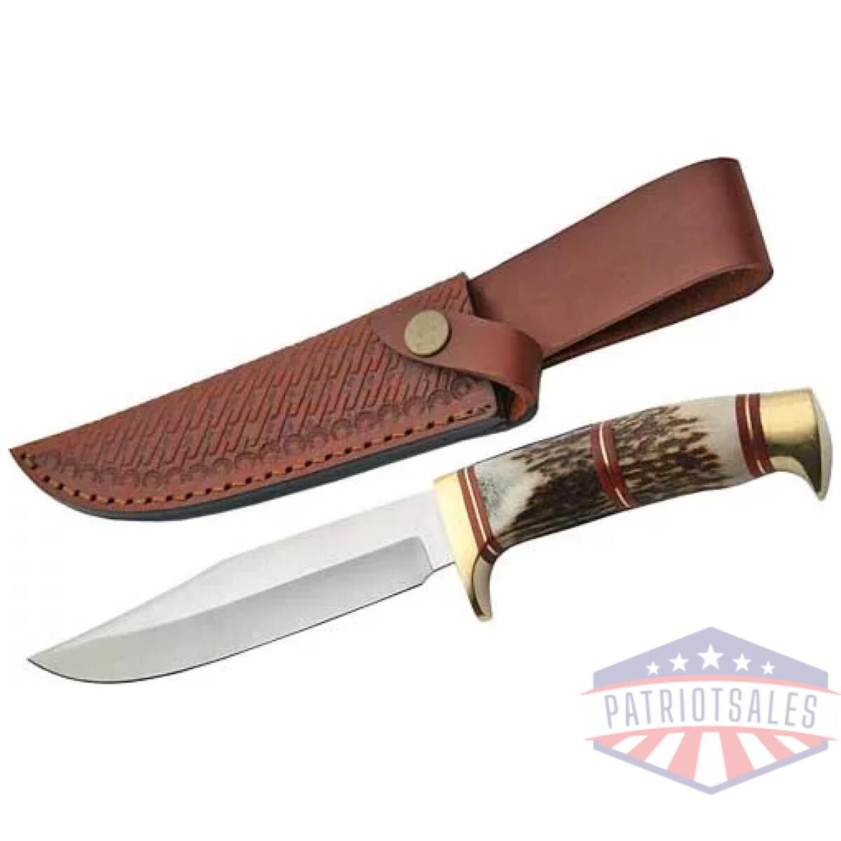 Ss3318. Webp - szco steel stag 5. 75" steel - wolf stag hunter w/sheath - ss3318