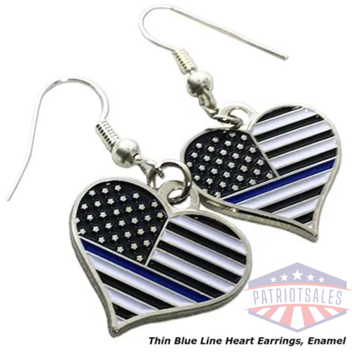 Tbl-ear-heart-rhine. Webp - thin blue line heart earrings, rhinestone - tbl ear heart rhine