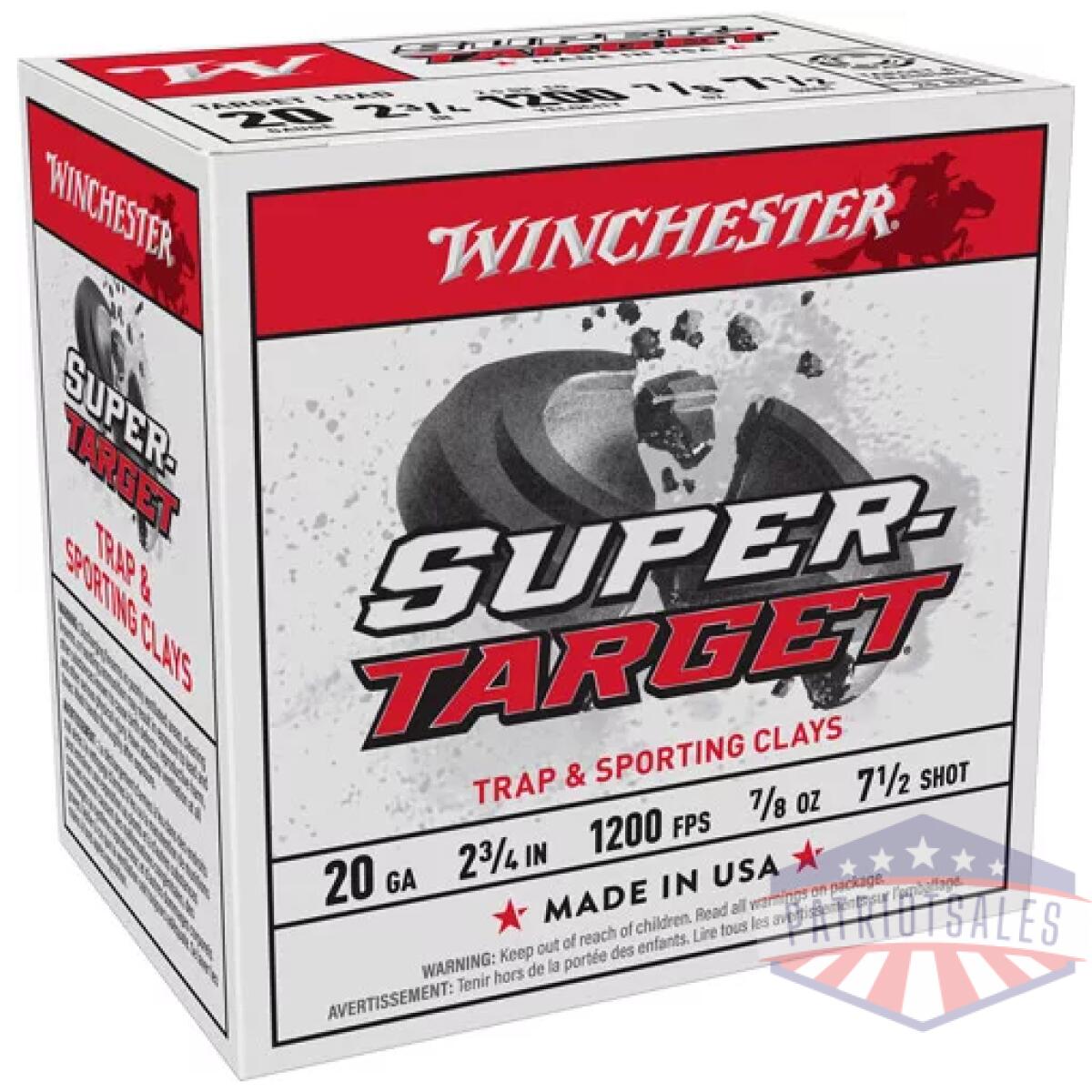 Trgt207_1. Webp - winchester super target 20ga - 2. 75" 7/8oz #7. 5 250rd case - trgt207 1