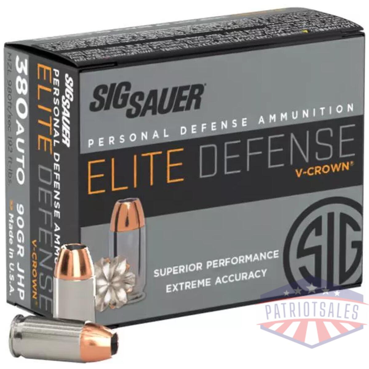 Https3a2f2fmedia. Chattanoogashooting. Com2fimages2fproduct2fxi4581722fxi458172-1-1. Webp - sig sauer elite performance pistol ammunition. 380 acp 90 gr elite v-crown jhp box 20 - https3a2f2fmedia. Chattanoogashooting. Com2fimages2fproduct2fxi4581722fxi458172 1 1