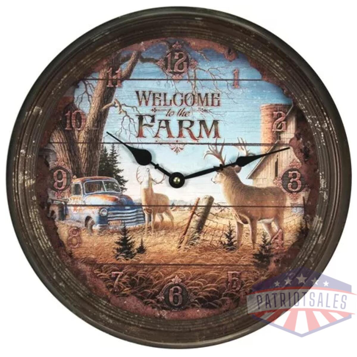 1034. Webp - rivers edge deer nostalgic - metal clock 15" - 1034