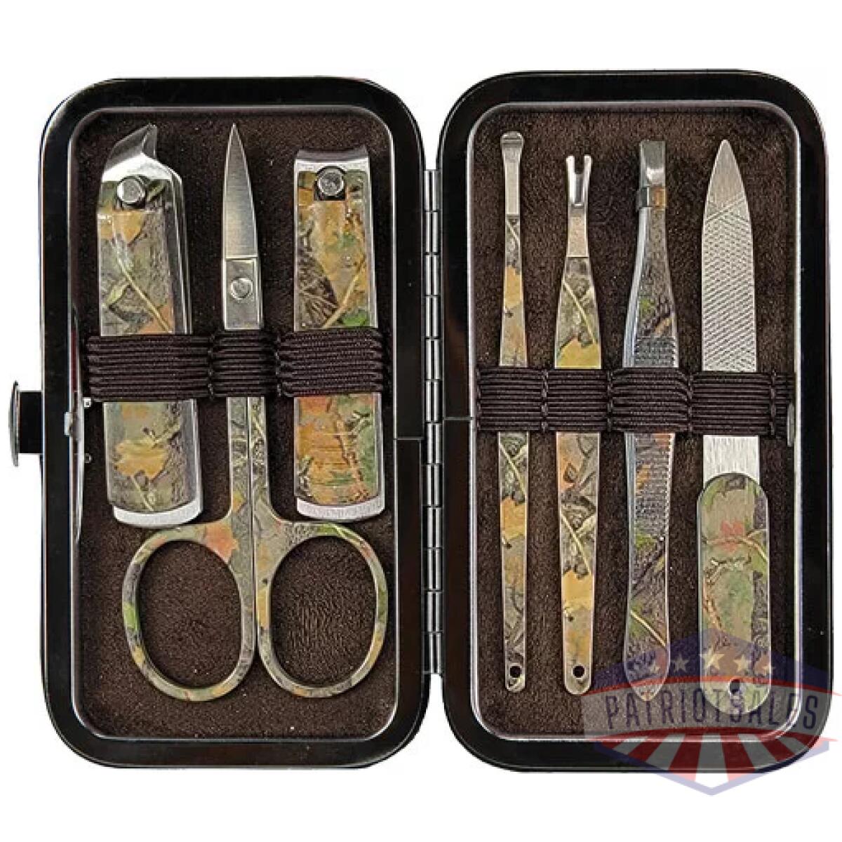 282_1. Webp - rivers edge mens 7 piece - manicure set green camo - 282 1