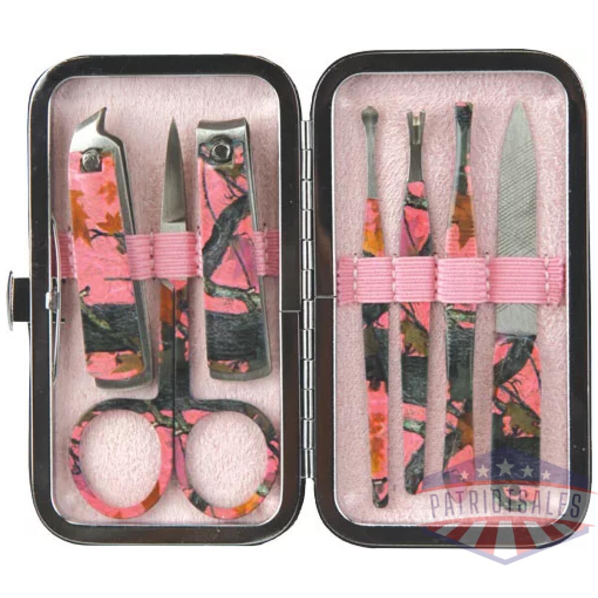 283z. Webp - rivers edge womens 7 piece - manicure set pink camo - 283z