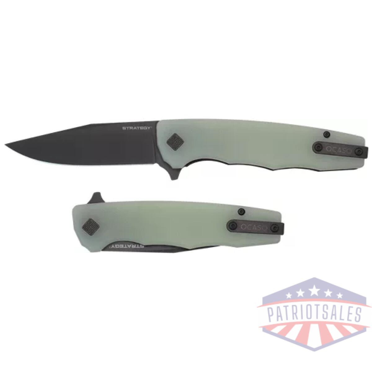 29jgb. Webp - ocaso knives strategy 3. 5" fld - jade g-10/black pvd d2 - 29jgb