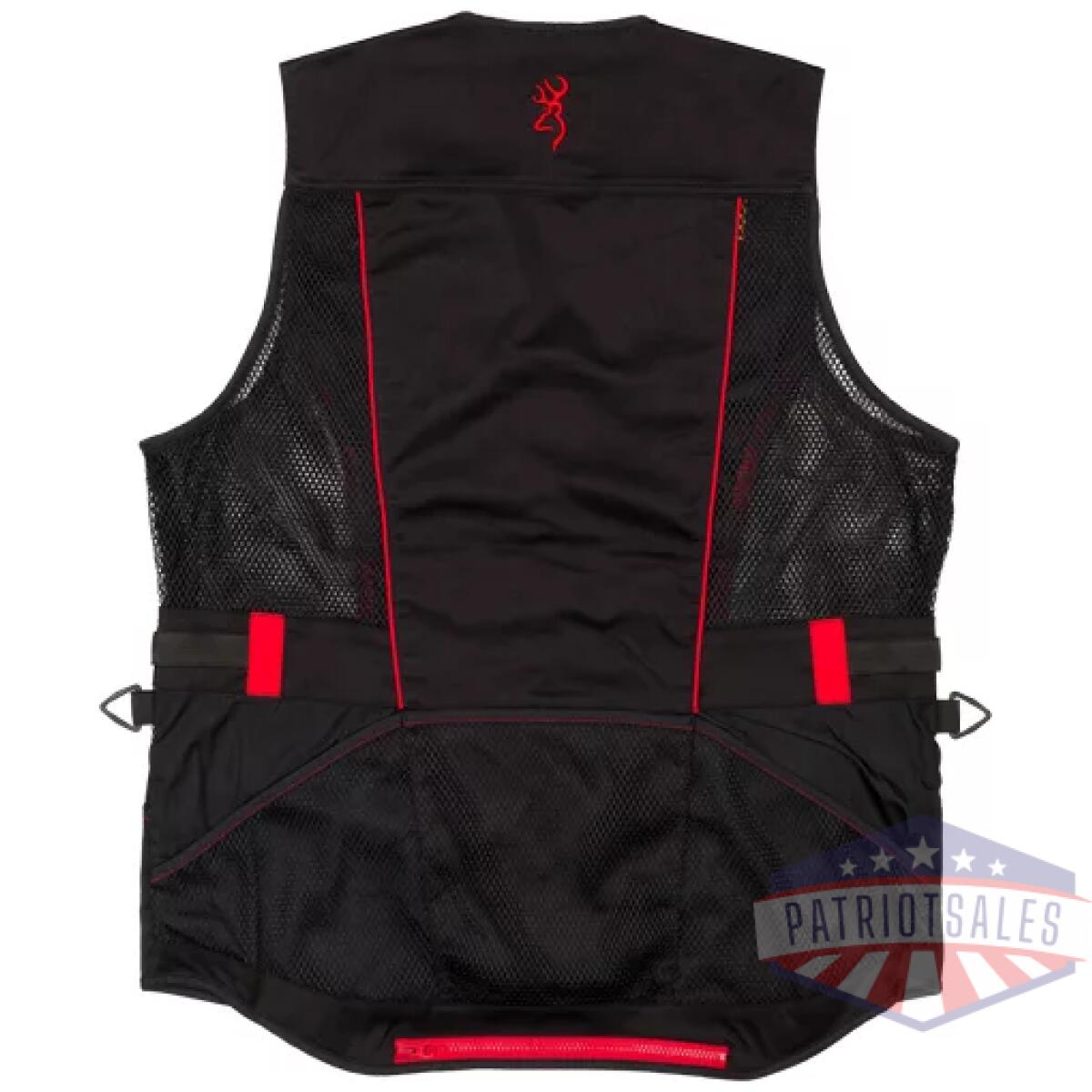 3050457102_back. Webp - browning ace shooting vest - r-hand med black/red trim - 3050457102 back