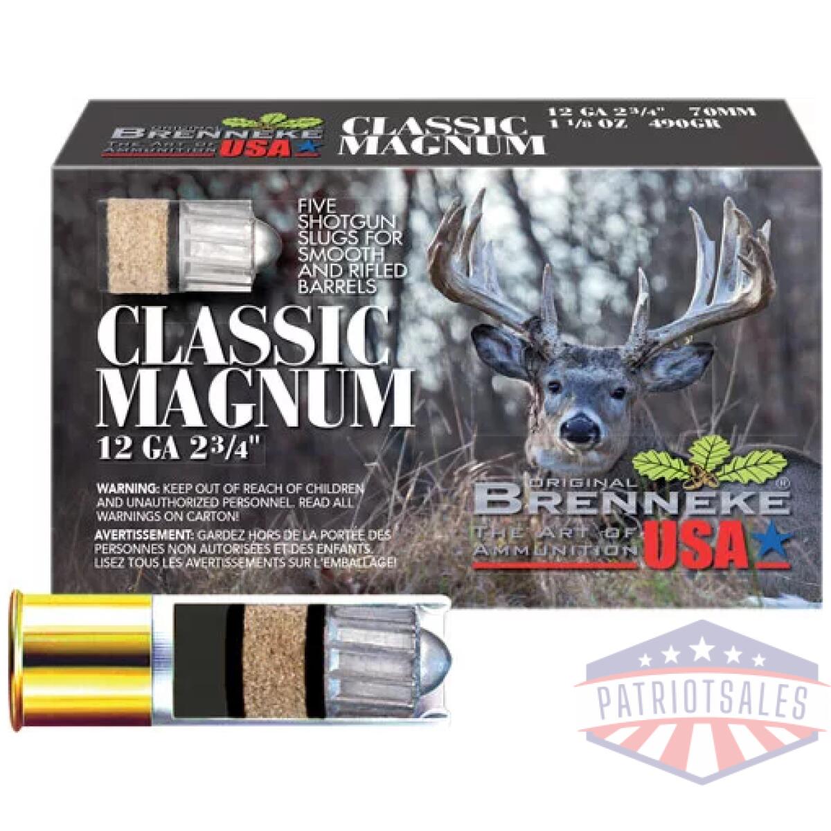 A1201820_1. Webp - brenneke usa classic mag 12ga - 2. 75" 1-1/8oz slug 5rd 50bx/cs - a1201820 1