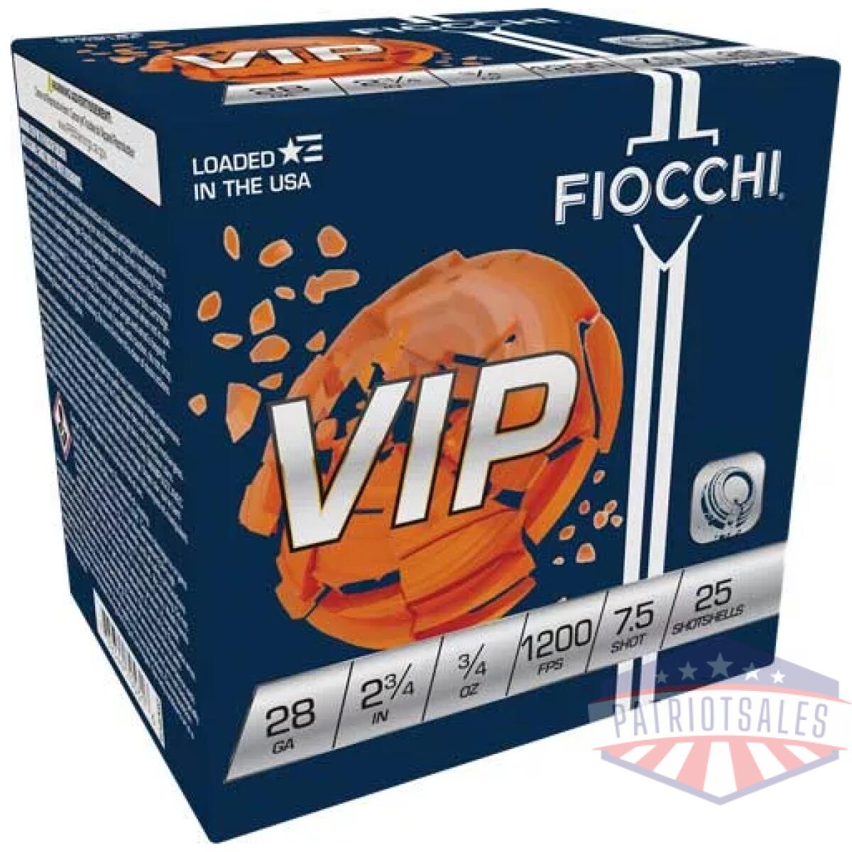 A28vip75. Webp - fiocchi vip 28ga 2. 75" 3/4oz - #7. 5 1200fps 250rd case lot - a28vip75