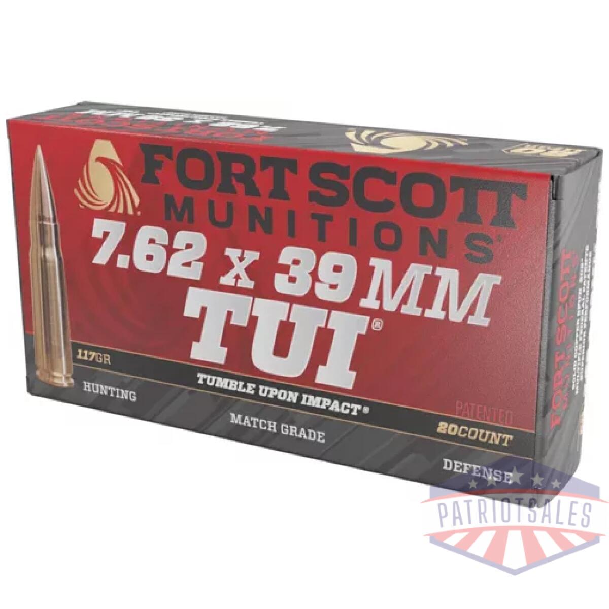 A762x39117scv. Webp - fort scott 7. 62x39 117gr tui - solid copper 20rd 10bx/cs - a762x39117scv