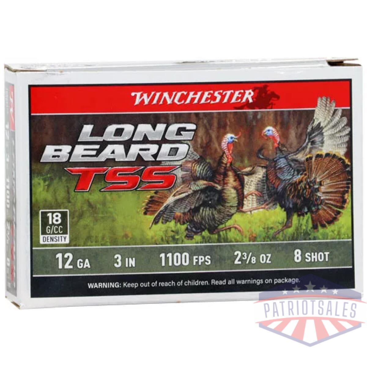 Albtss1238. Webp - winchester long beard tss 12ga - 3" " 2-3/8oz #8 5rd 10bx/cs - albtss1238