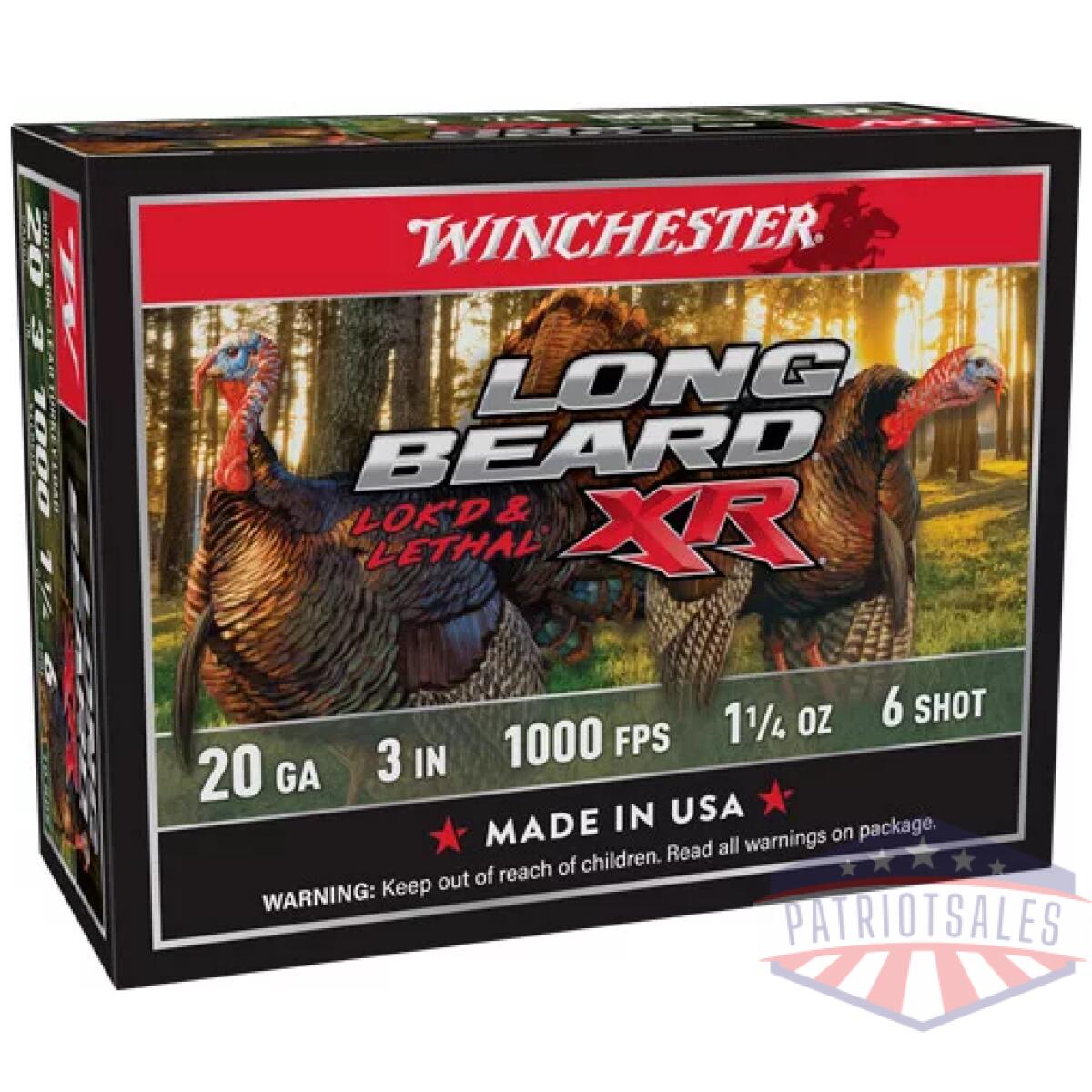 Astlb2036_1. Webp - winchester long beard xr 20ga - 3" 1-1/4oz #6 10rd 10bx/cs - astlb2036 1