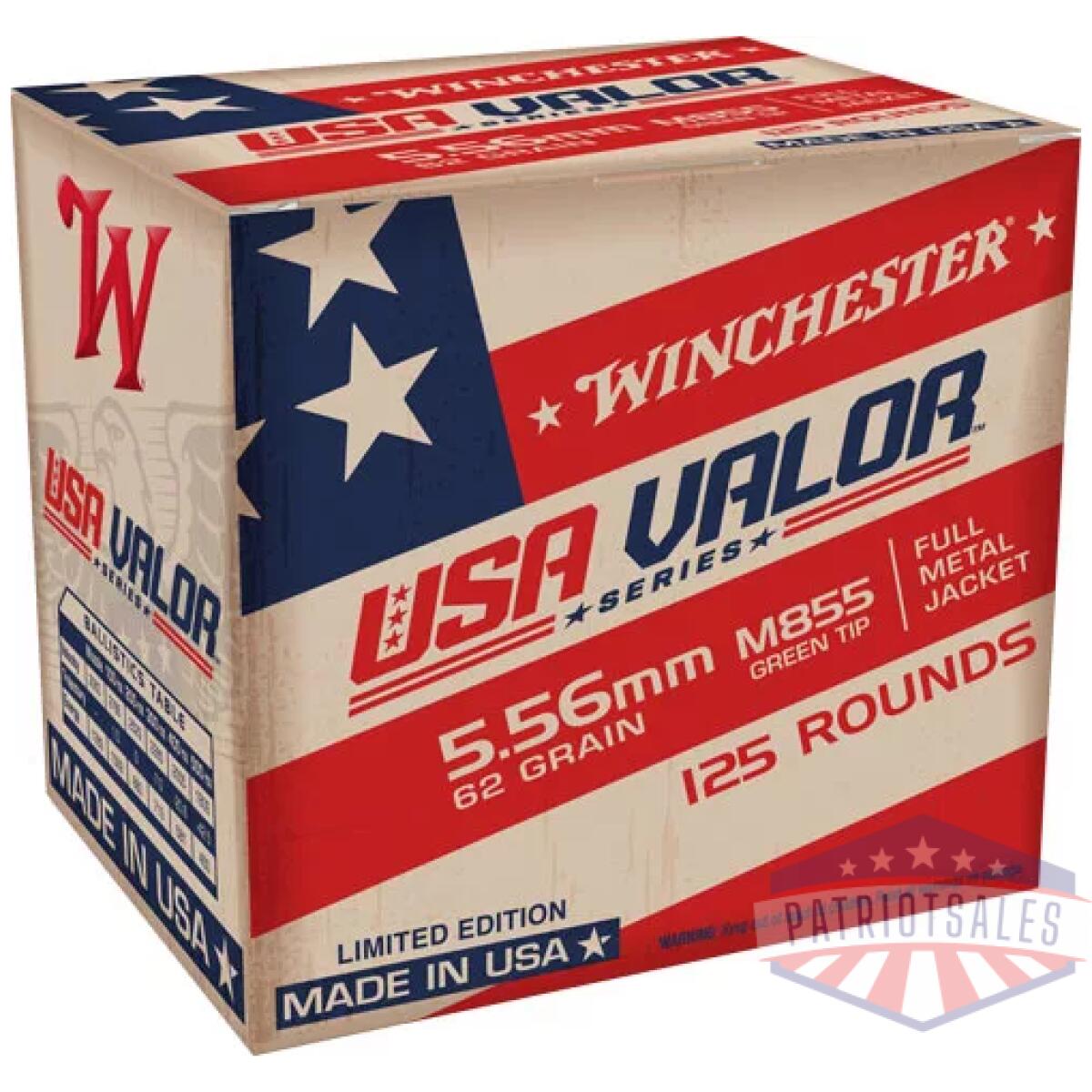 Ausa855125. Webp - winchester usa valor 5. 56x45 - 62gr green tip 125rd 10bx/cs - ausa855125