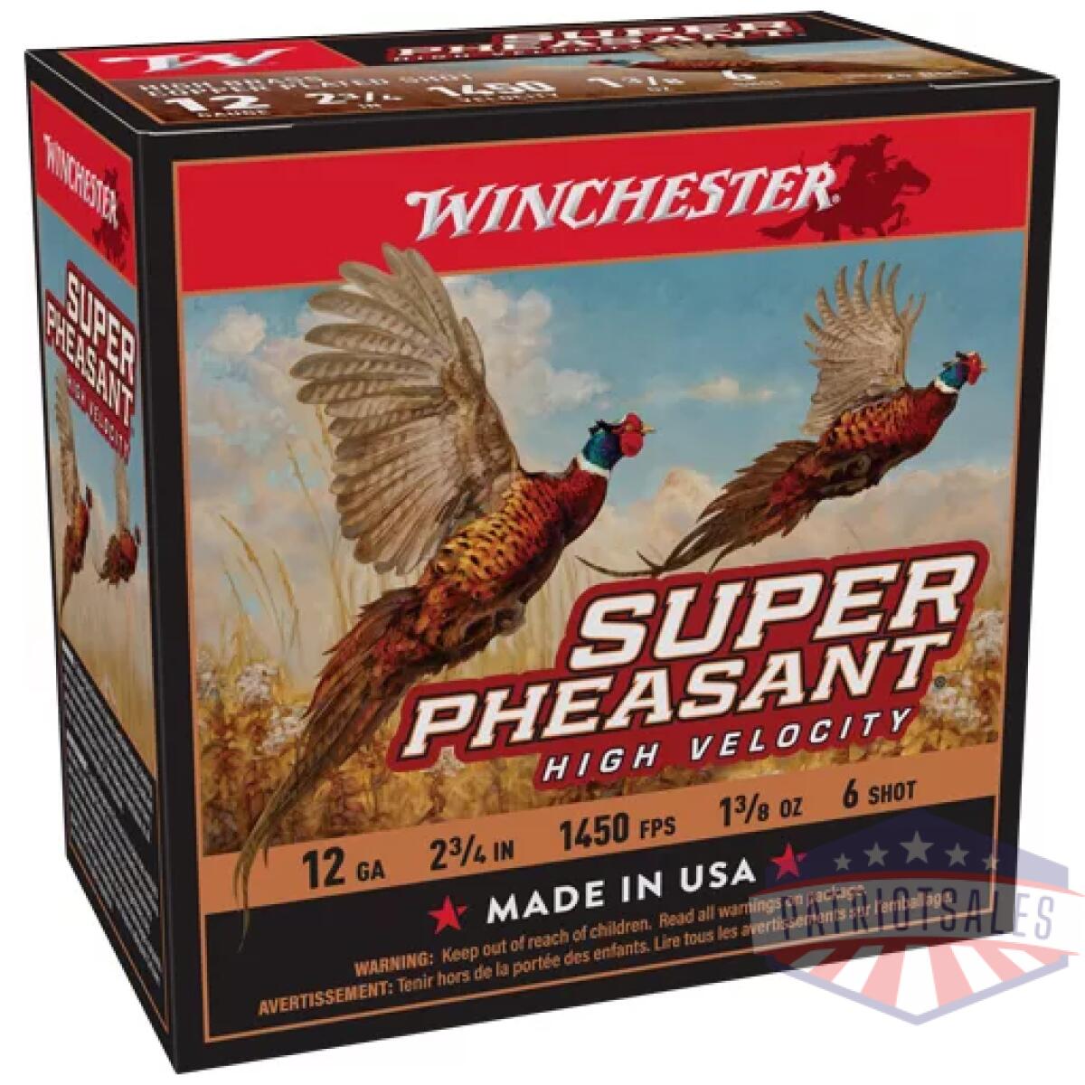 Ax12phv6. Webp - winchester super pheasant 12ga - 1-3/8oz #6 1450fps 25rd 10bx/c - ax12phv6