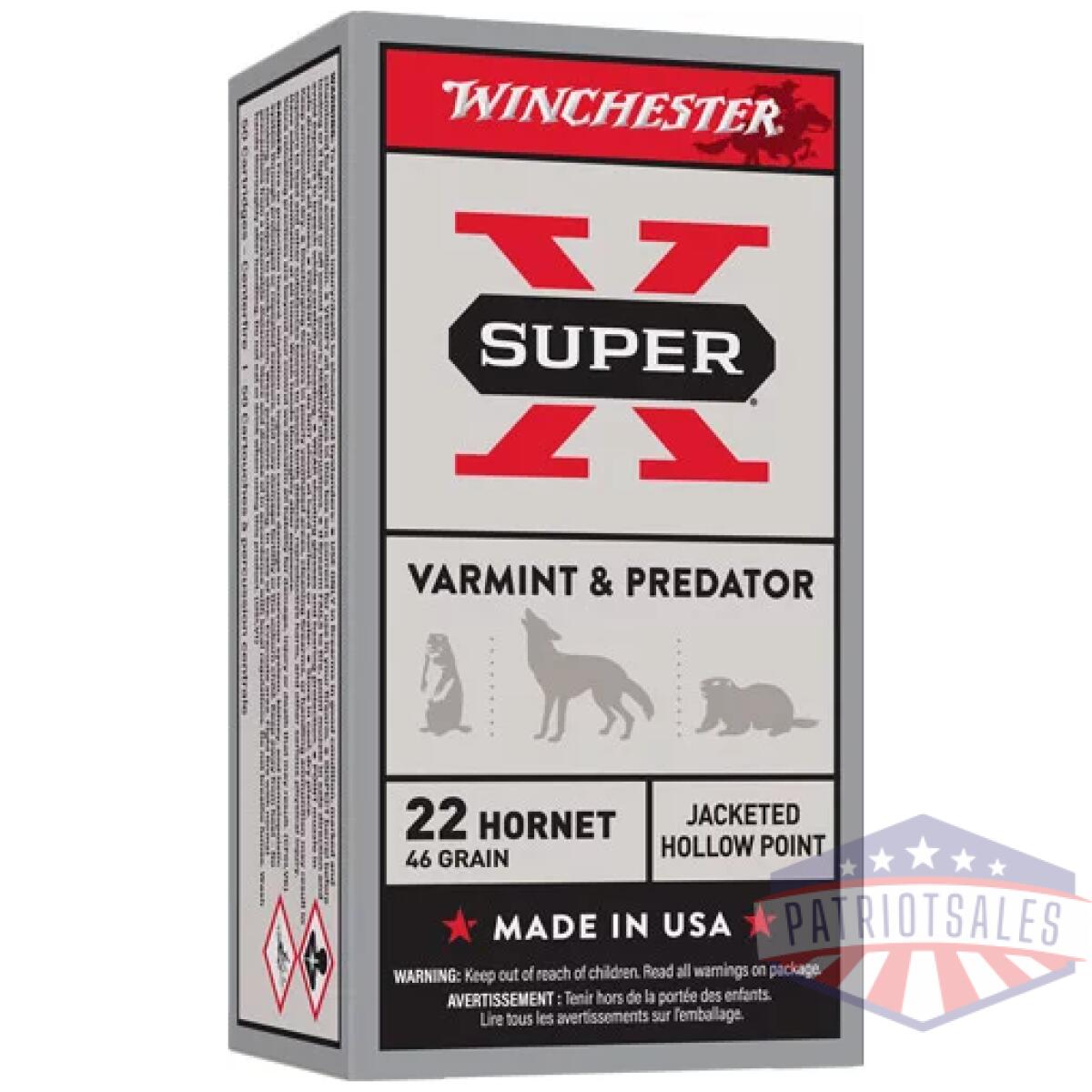 Ax22h2_1. Webp - winchester super-x 22 hornet - 46gr jhp 50rd 10bx/cs - ax22h2 1