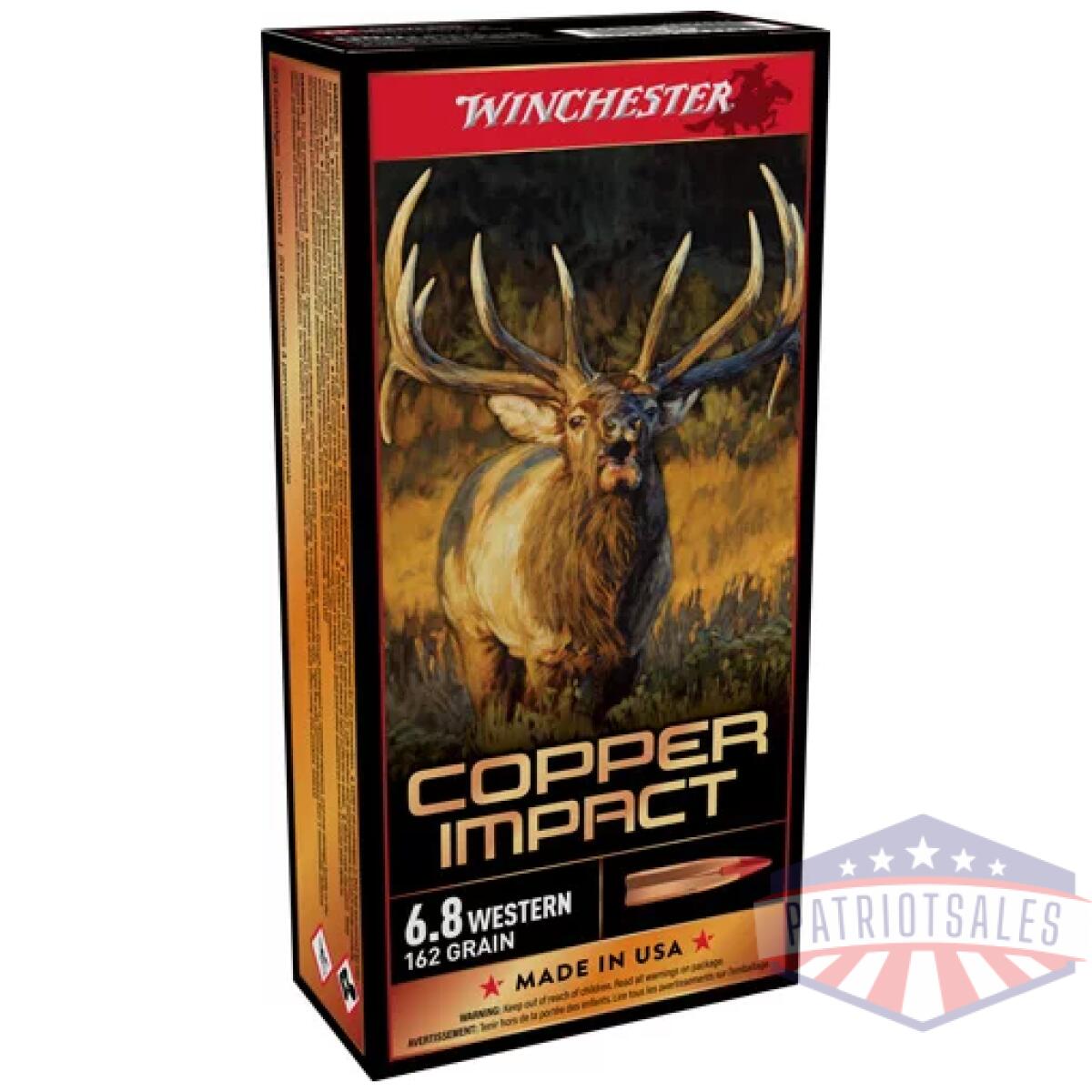 Ax68wclf. Webp - winchester copper impact 6. 8 - western 162gr 20rd 10bx/cs - ax68wclf