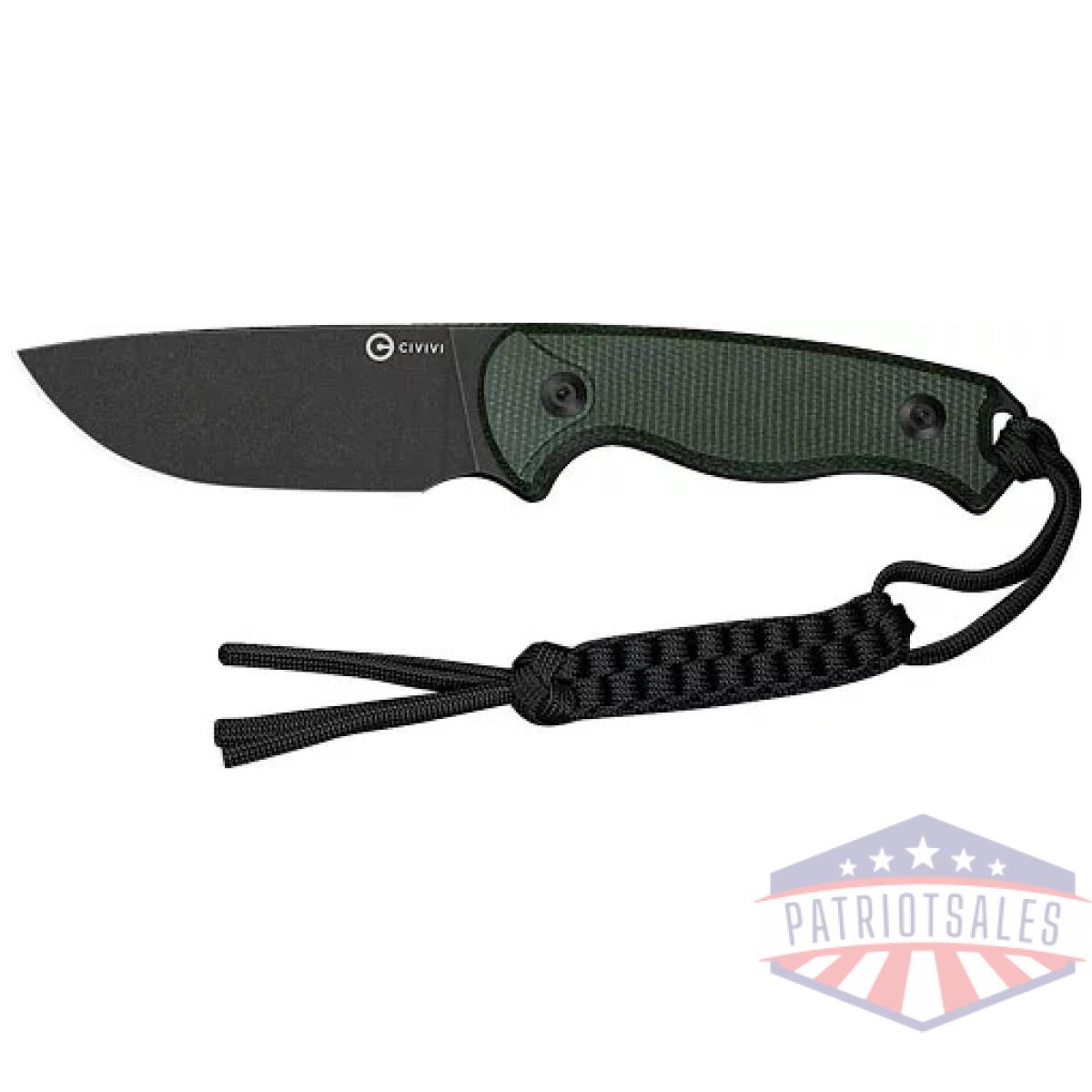 C230943. Webp - civivi knife timberbark 3. 2" - fixed green micarta/blk stnwsh - c230943