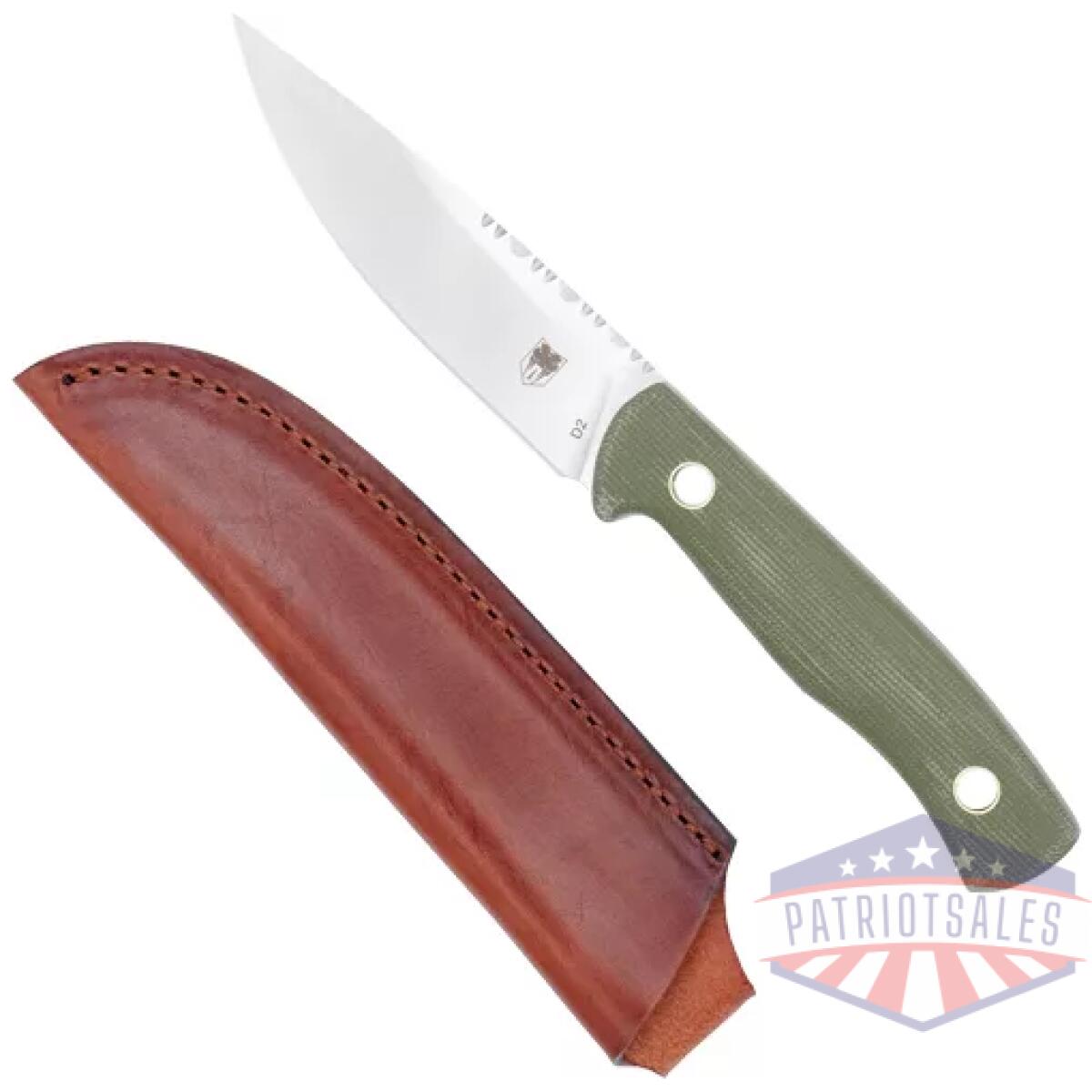 Ctkmnodg. Webp - cobratec koonsman 4" fixed bld - od green d2 w/leather sheath - ctkmnodg