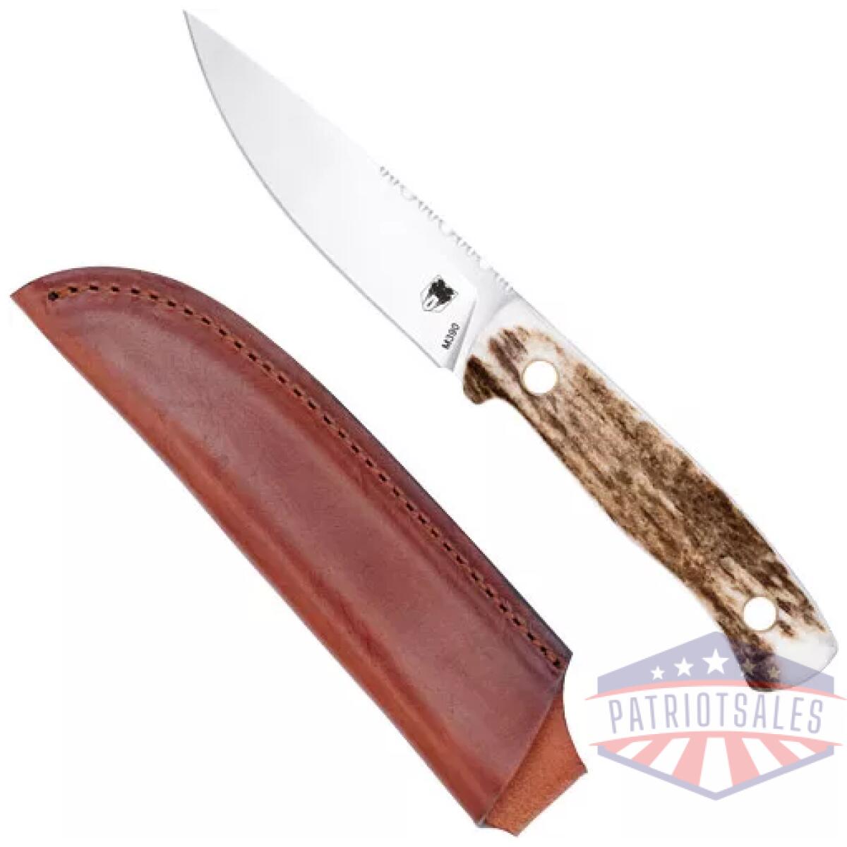 Ctkmnstgm390. Webp - cobratec koonsman 4" fixed bld - stag m390 w/leather sheath - ctkmnstgm390