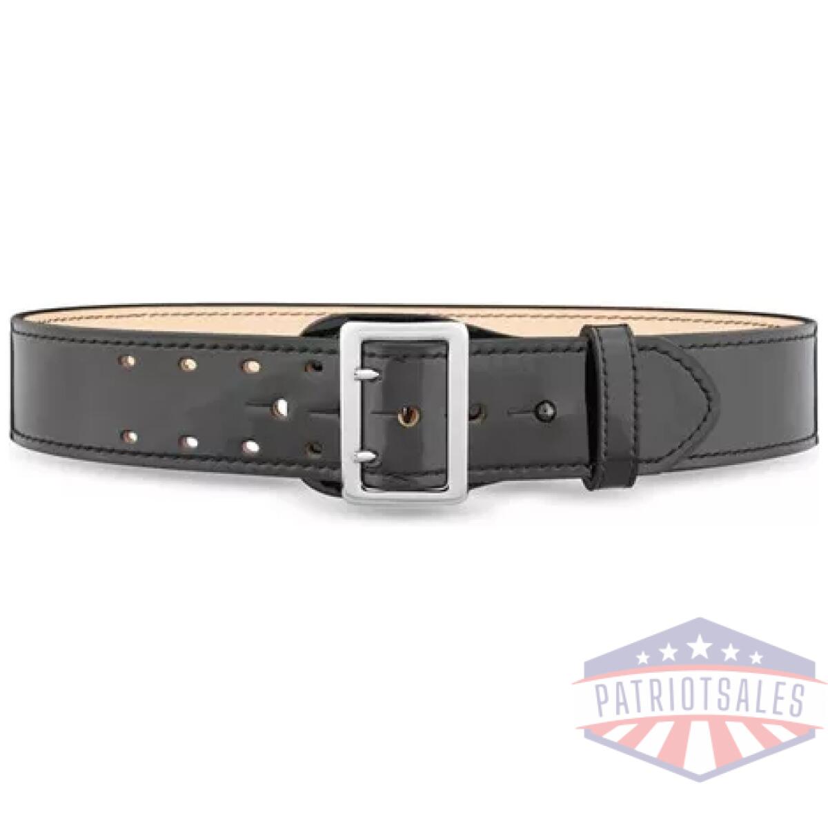 Dty-1031-34-9001. Webp - 2-1/4"" high-gloss leather sam browne 2-row stitch duty belt with nickel buckle - dty 1031 34 9001