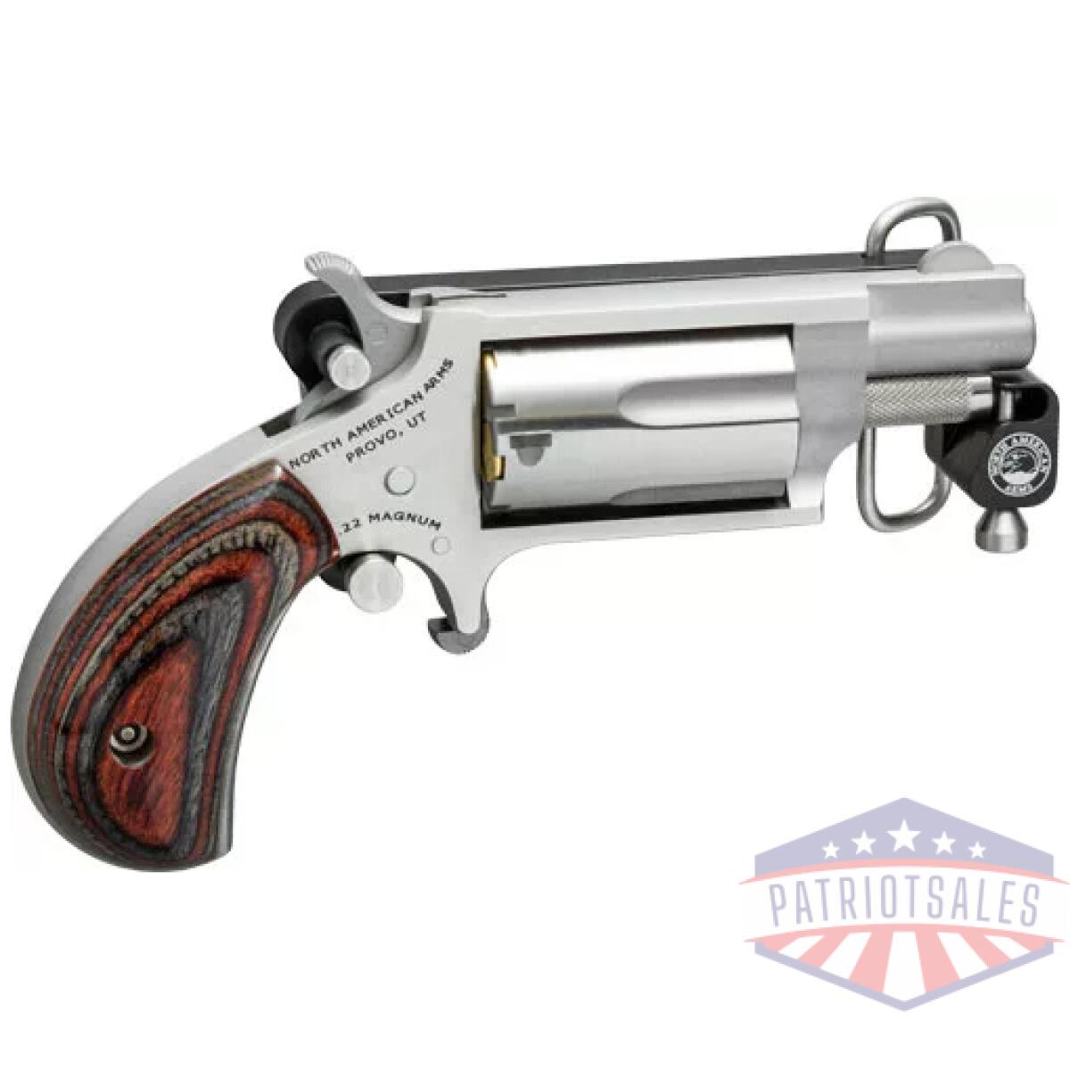 Gnaa22msbbs. Webp - naa mini-revolvr 22wmr 1-1/8" - s/s matte wood w/belt buckle - gnaa22msbbs