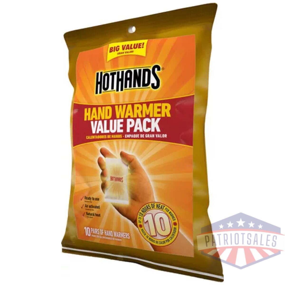 H162910_angle. Webp - hothands hand warmer value - pack 10 pairs per pack 10 hour - h162910 angle