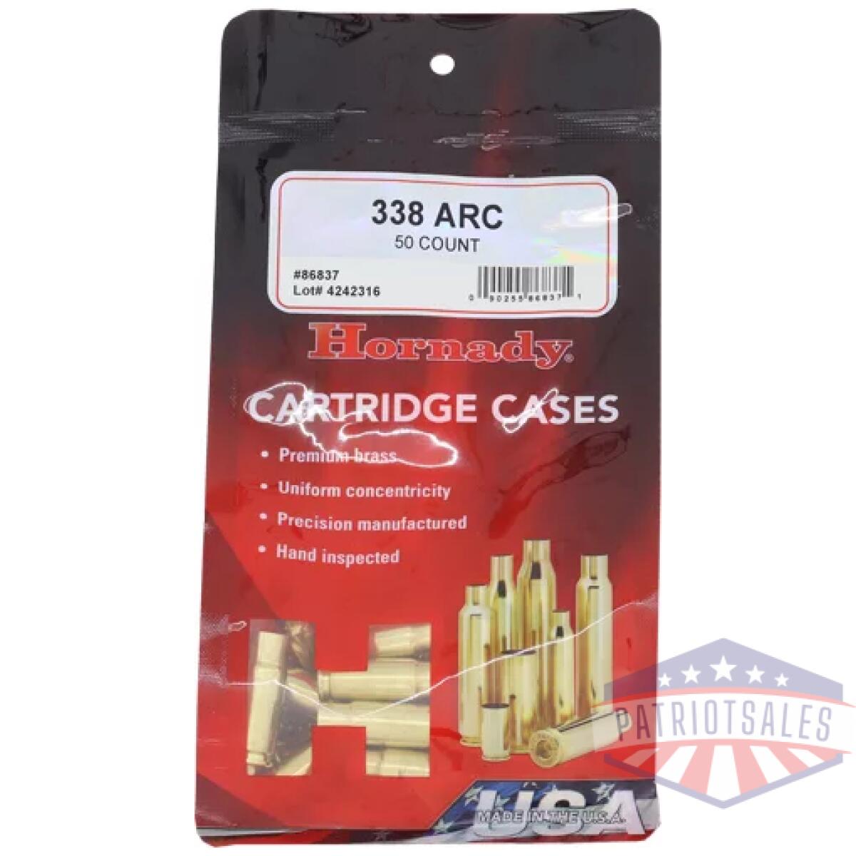 Hdy86837. Webp - hornady unprimed cases 338 arc - 50 pack 5pk/cs - hdy86837