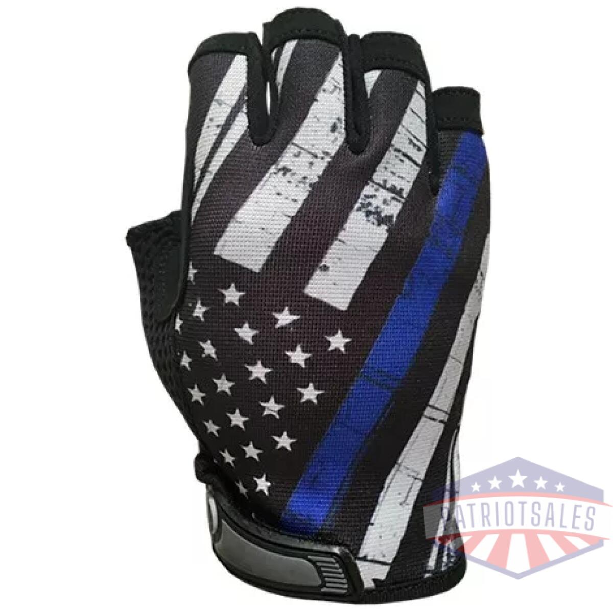 Ih-bl-lg. Webp - blue line flag - unlined - half finger gloves - ih bl lg